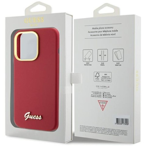 Guess nakładka do iPhone 15 Pro Max 6,7" GUHCP15XSMBSLM magenta HC SILICONE SCRIPT METAL LOGO & FRAME Guess nakładka do iPhone 15 Pro Max 6,7" GUHCP15XSMBSLM magenta HC SILICONE SCRIPT METAL LOGO & FRAME