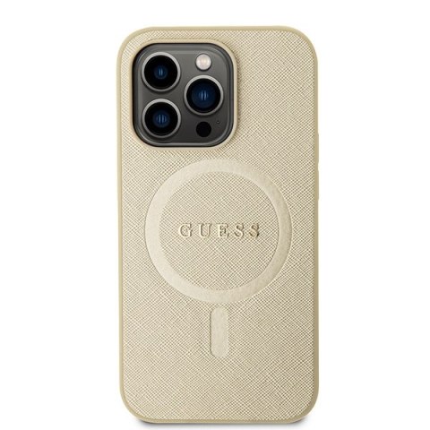 Guess nakładka do iPhone 15 Pro Max 6,7" GUHMP15XPSAHMCB złota hardcase Saffiano MagSafe Guess nakładka do iPhone 15 Pro Max 6,7" GUHMP15XPSAHMCB złota hardcase Saffiano MagSafe