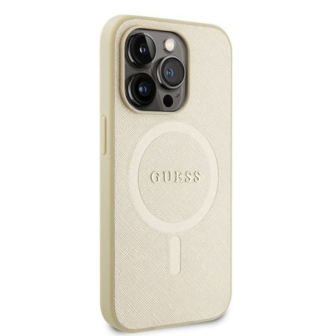Guess nakładka do iPhone 15 Pro Max 6,7" GUHMP15XPSAHMCB złota hardcase Saffiano MagSafe Guess nakładka do iPhone 15 Pro Max 6,7" GUHMP15XPSAHMCB złota hardcase Saffiano MagSafe