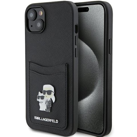 Karl Lagerfeld nakładka do iPhone 15 6,1" KLHCP15SSAPKCNPK czarna hardcase Saffiano Cardslot Karl&Choupette Metal Pin Karl Lagerfeld nakładka do iPhone 15 6,1" KLHCP15SSAPKCNPK czarna hardcase Saffiano Cardslot Karl&Choupette Metal Pin