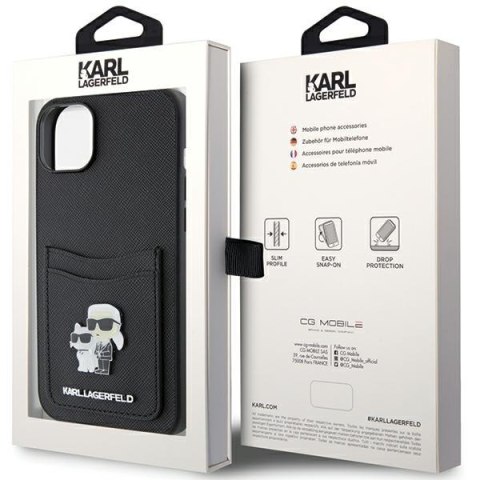 Karl Lagerfeld nakładka do iPhone 15 6,1" KLHCP15SSAPKCNPK czarna hardcase Saffiano Cardslot Karl&Choupette Metal Pin Karl Lagerfeld nakładka do iPhone 15 6,1" KLHCP15SSAPKCNPK czarna hardcase Saffiano Cardslot Karl&Choupette Metal Pin