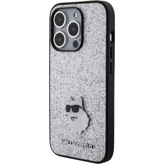 Karl Lagerfeld nakładka do iPhone 15 Pro 6,1" KLHCP15LGCNPSG srebrna hardcase Fixed Glitter Choupette Logo Metal Pin