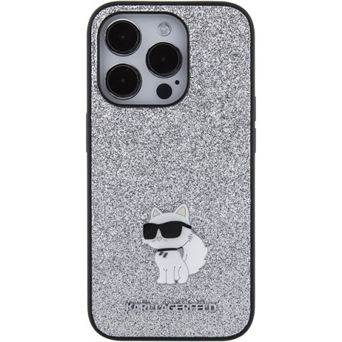 Karl Lagerfeld nakładka do iPhone 15 Pro 6,1" KLHCP15LGCNPSG srebrna hardcase Fixed Glitter Choupette Logo Metal Pin Karl Lagerfeld nakładka do iPhone 15 Pro 6,1" KLHCP15LGCNPSG srebrna hardcase Fixed Glitter Choupette Logo Metal Pin
