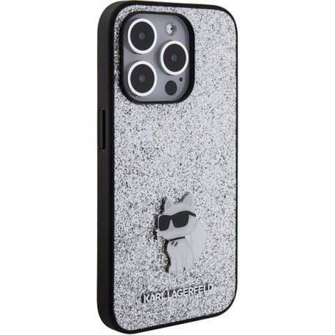 Karl Lagerfeld nakładka do iPhone 15 Pro 6,1" KLHCP15LGCNPSG srebrna hardcase Fixed Glitter Choupette Logo Metal Pin Karl Lagerfeld nakładka do iPhone 15 Pro 6,1" KLHCP15LGCNPSG srebrna hardcase Fixed Glitter Choupette Logo Metal Pin