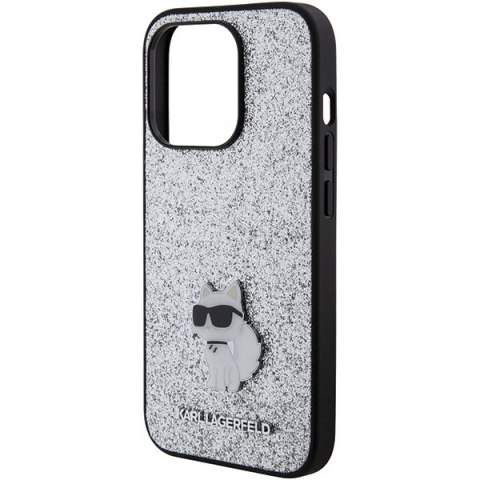 Karl Lagerfeld nakładka do iPhone 15 Pro 6,1" KLHCP15LGCNPSG srebrna hardcase Fixed Glitter Choupette Logo Metal Pin Karl Lagerfeld nakładka do iPhone 15 Pro 6,1" KLHCP15LGCNPSG srebrna hardcase Fixed Glitter Choupette Logo Metal Pin