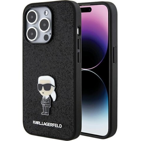 Karl Lagerfeld nakładka do iPhone 15 Pro 6,1" KLHCP15LGKNPSK czarna hardcase Fixed Glitter Ikonik Logo Metal Pin Karl Lagerfeld nakładka do iPhone 15 Pro 6,1" KLHCP15LGKNPSK czarna hardcase Fixed Glitter Ikonik Logo Metal Pin