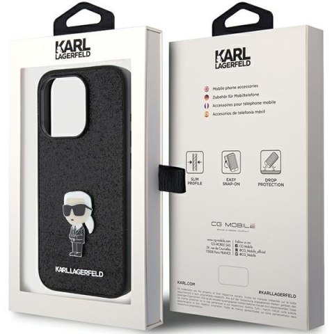 Karl Lagerfeld nakładka do iPhone 15 Pro 6,1" KLHCP15LGKNPSK czarna hardcase Fixed Glitter Ikonik Logo Metal Pin Karl Lagerfeld nakładka do iPhone 15 Pro 6,1" KLHCP15LGKNPSK czarna hardcase Fixed Glitter Ikonik Logo Metal Pin
