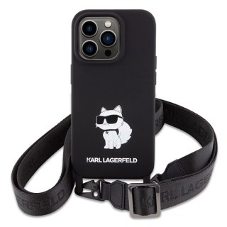 Karl Lagerfeld nakładka do iPhone 15 Pro 6,1" KLHCP15LSCBSCNK hardcase czarna Crossbody Silicone Choupette