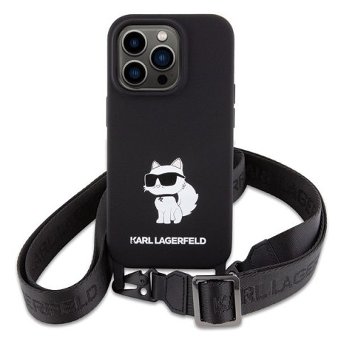 Karl Lagerfeld nakładka do iPhone 15 Pro 6,1" KLHCP15LSCBSCNK hardcase czarna Crossbody Silicone Choupette