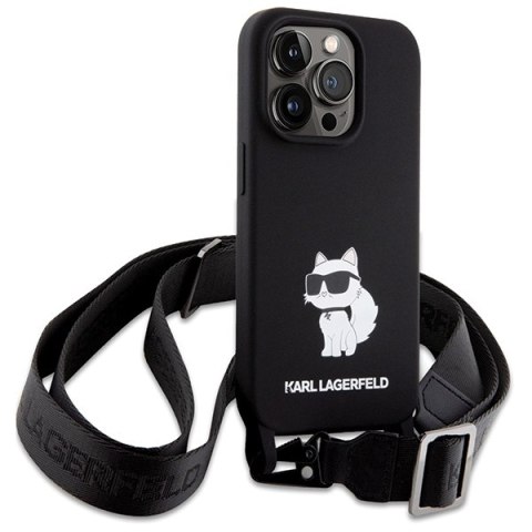 Karl Lagerfeld nakładka do iPhone 15 Pro 6,1" KLHCP15LSCBSCNK hardcase czarna Crossbody Silicone Choupette