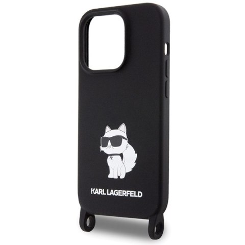 Karl Lagerfeld nakładka do iPhone 15 Pro 6,1" KLHCP15LSCBSCNK hardcase czarna Crossbody Silicone Choupette