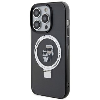 Karl Lagerfeld nakładka do iPhone 15 Pro 6,1" KLHMP15LHMRSKCK czarna hardcase Ring Stand Karl&Choupettte MagSafe