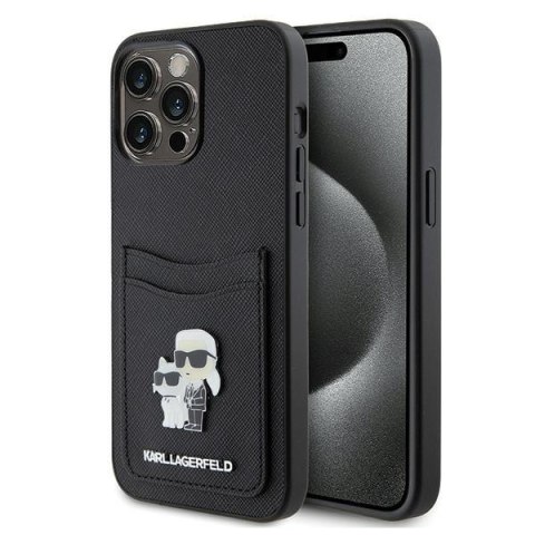 Karl Lagerfeld nakładka do iPhone 15 Pro Max 6,7" KLHCP15XSAPKCNPK czarna hardcase Saffiano Cardslot KC Metal Pin Karl Lagerfeld nakładka do iPhone 15 Pro Max 6,7" KLHCP15XSAPKCNPK czarna hardcase Saffiano Cardslot KC Metal Pin