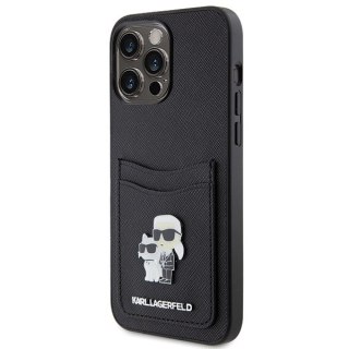Karl Lagerfeld nakładka do iPhone 15 Pro Max 6,7" KLHCP15XSAPKCNPK czarna hardcase Saffiano Cardslot KC Metal Pin