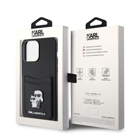 Karl Lagerfeld nakładka do iPhone 15 Pro Max 6,7" KLHCP15XSAPKCNPK czarna hardcase Saffiano Cardslot KC Metal Pin Karl Lagerfeld nakładka do iPhone 15 Pro Max 6,7" KLHCP15XSAPKCNPK czarna hardcase Saffiano Cardslot KC Metal Pin