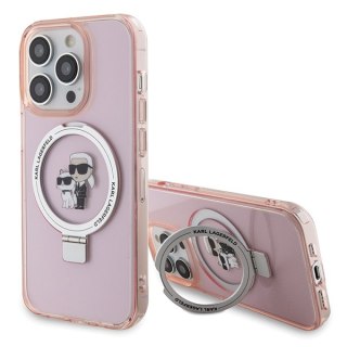 Karl Lagerfeld nakładka do iPhone 15 Pro Max 6,7" KLHMP15XHMRSKCP różowa hardcase Ring Stand Karl&Choupettte MagSafe