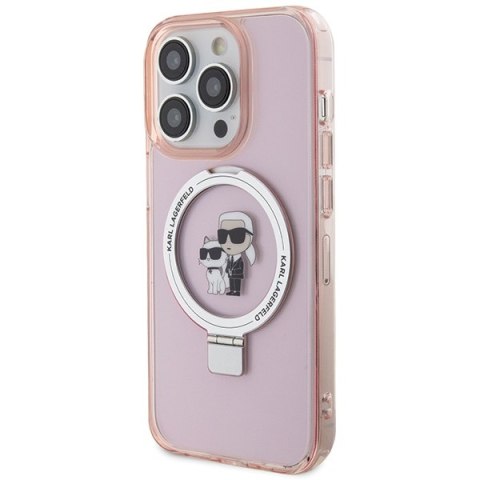 Karl Lagerfeld nakładka do iPhone 15 Pro Max 6,7" KLHMP15XHMRSKCP różowa hardcase Ring Stand Karl&Choupettte MagSafe