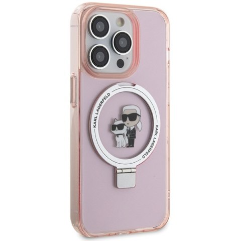 Karl Lagerfeld nakładka do iPhone 15 Pro Max 6,7" KLHMP15XHMRSKCP różowa hardcase Ring Stand Karl&Choupettte MagSafe