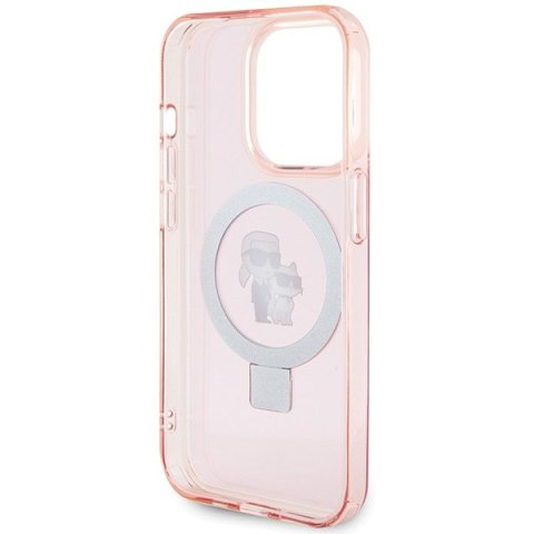 Karl Lagerfeld nakładka do iPhone 15 Pro Max 6,7" KLHMP15XHMRSKCP różowa hardcase Ring Stand Karl&Choupettte MagSafe