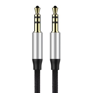 Baseus Yiven M30 kabel audio stereo AUX 3,5 mm męski mini jack 1,5m srebrno-czarny (CAM30-CS1)