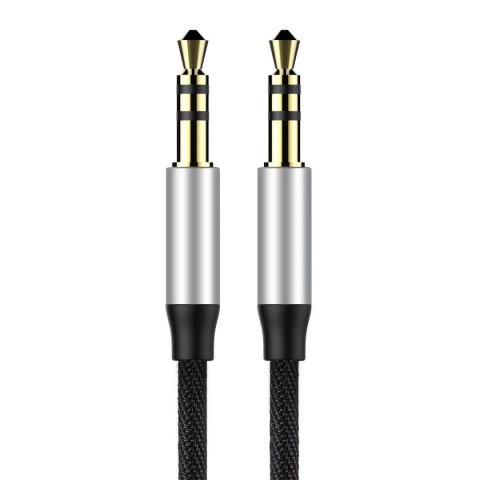 Baseus Yiven M30 kabel audio stereo AUX 3,5 mm męski mini jack 1,5m srebrno-czarny (CAM30-CS1)