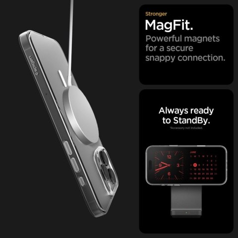 Etui Spigen Thin Fit MagSafe na iPhone 16 Pro Max - przezroczysto-białe