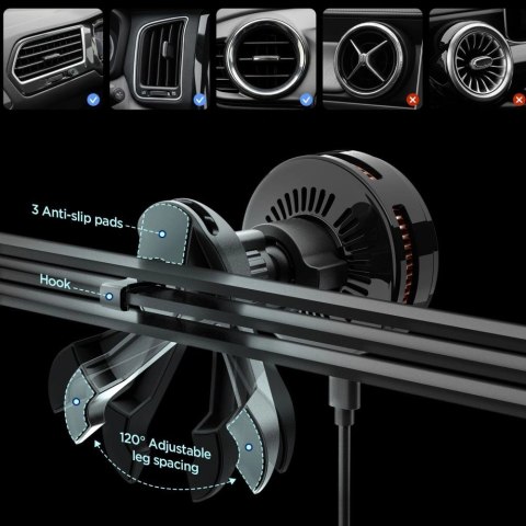 Uchwyt Samochodowy Spigen Essential EV25MFAQ Magnetic MagSafe na kratkę nawiewu - czarny