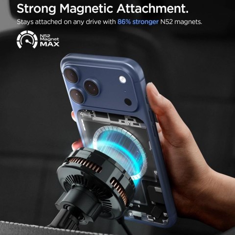 Uchwyt Samochodowy Spigen Essential EV25MFAQ Magnetic MagSafe na kratkę nawiewu - czarny