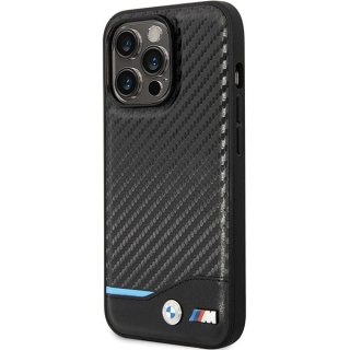 Etui BMW Leather Carbon na iPhone 13 Pro Max - czarne