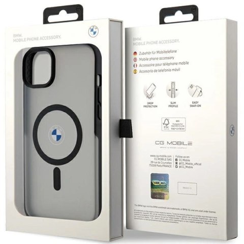 Etui BMW Signature MagSafe na iPhone 14 Plus/ 15 Plus - czarne