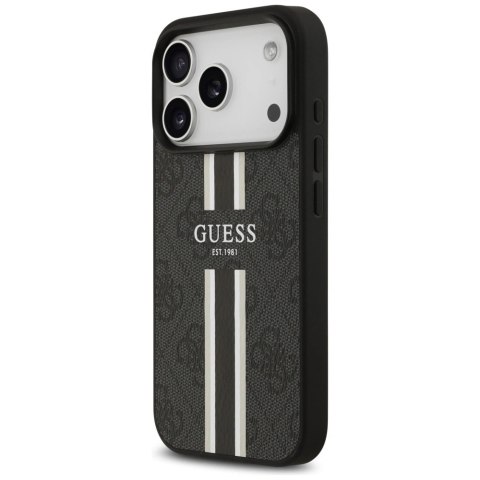 Etui Guess 4G Printed Stripes MagSafe na iPhone 17 Pro - czarne