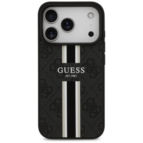 Etui Guess 4G Printed Stripes MagSafe na iPhone 17 Pro - czarne