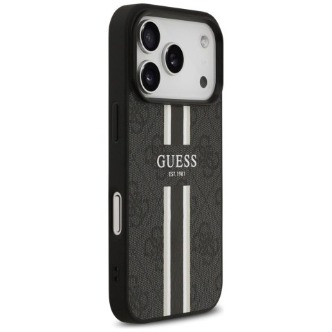 Etui Guess 4G Printed Stripes MagSafe na iPhone 17 Pro - czarne