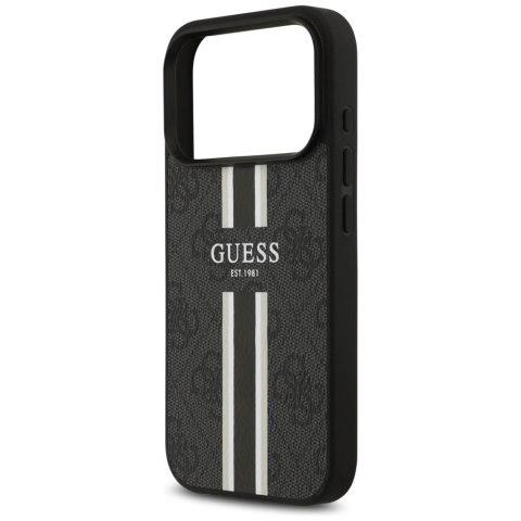Etui Guess 4G Printed Stripes MagSafe na iPhone 17 Pro - czarne
