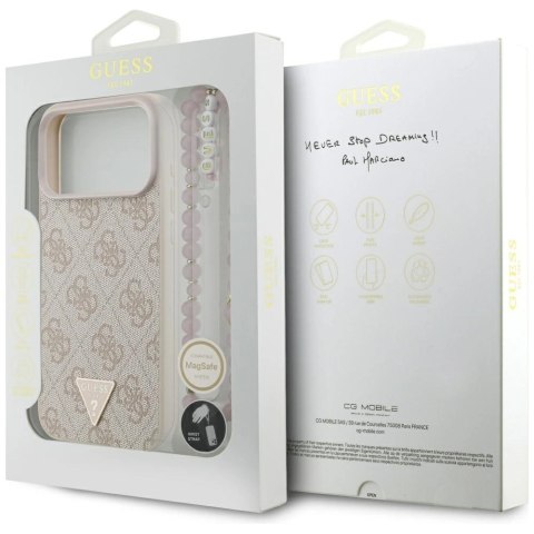 Etui Guess 4G Strap Triangle Logo MagSafe na iPhone 17 Pro Max - różowe