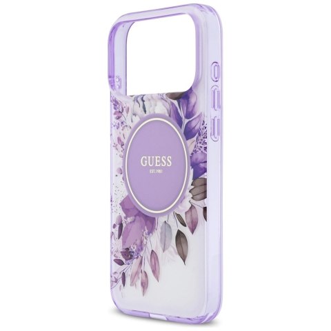 Etui Guess IML Flower & Tonal Circle MagSafe na iPhone 17 Pro Max - fioletowe