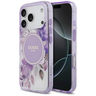 Etui Guess IML Flower & Tonal Circle MagSafe na iPhone 17 Pro - fioletowe