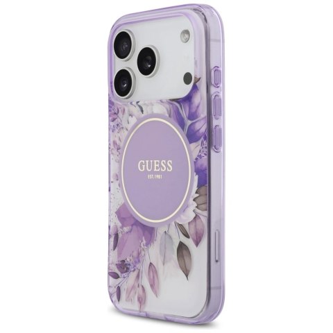 Etui Guess IML Flower & Tonal Circle MagSafe na iPhone 17 Pro - fioletowe