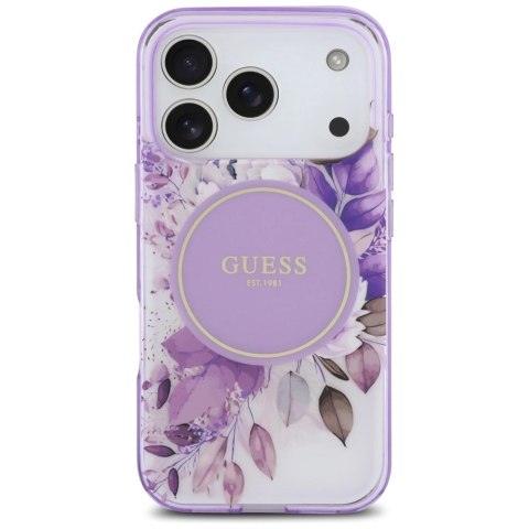 Etui Guess IML Flower & Tonal Circle MagSafe na iPhone 17 Pro - fioletowe