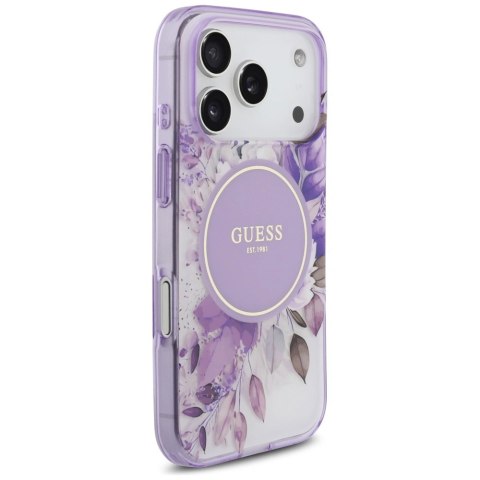Etui Guess IML Flower & Tonal Circle MagSafe na iPhone 17 Pro - fioletowe