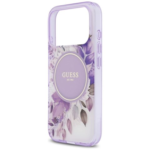 Etui Guess IML Flower & Tonal Circle MagSafe na iPhone 17 Pro - fioletowe