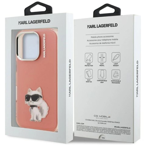 Etui Karl Lagerfeld IML Aquarelle Choupette & Logo na iPhone 16 Pro Max - różowe