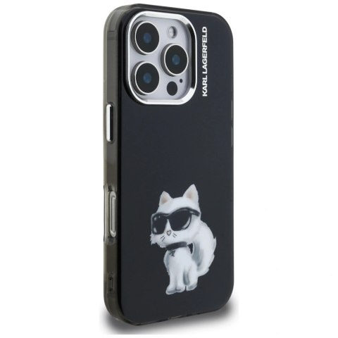 Etui Karl Lagerfeld IML Aquarelle Choupette & Logo na iPhone 16 Pro - czarne