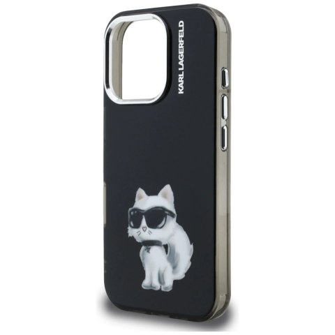 Etui Karl Lagerfeld IML Aquarelle Choupette & Logo na iPhone 16 Pro - czarne
