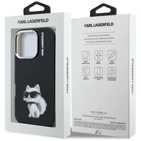 Etui Karl Lagerfeld IML Aquarelle Choupette & Logo na iPhone 16 Pro - czarne