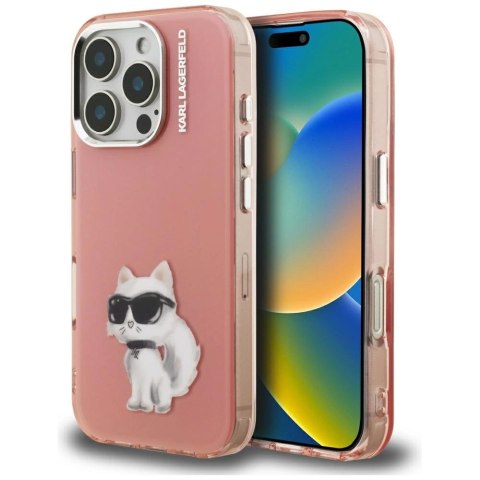 Etui Karl Lagerfeld IML Aquarelle Choupette & Logo na iPhone 16 Pro - różowe