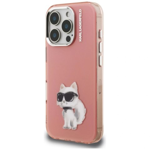 Etui Karl Lagerfeld IML Aquarelle Choupette & Logo na iPhone 16 Pro - różowe