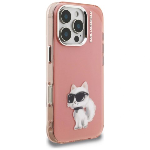 Etui Karl Lagerfeld IML Aquarelle Choupette & Logo na iPhone 16 Pro - różowe