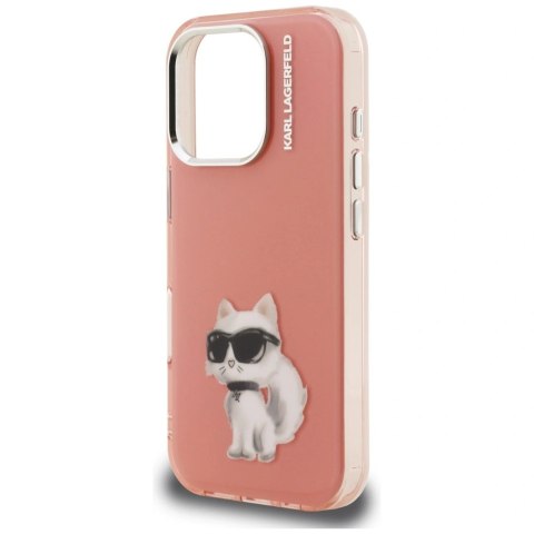 Etui Karl Lagerfeld IML Aquarelle Choupette & Logo na iPhone 16 Pro - różowe