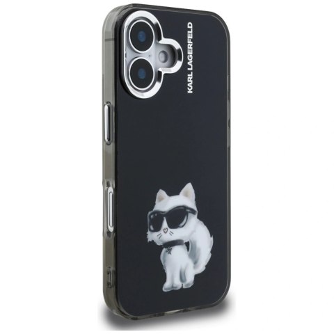 Etui Karl Lagerfeld IML Aquarelle Choupette & Logo na iPhone 16 - czarne